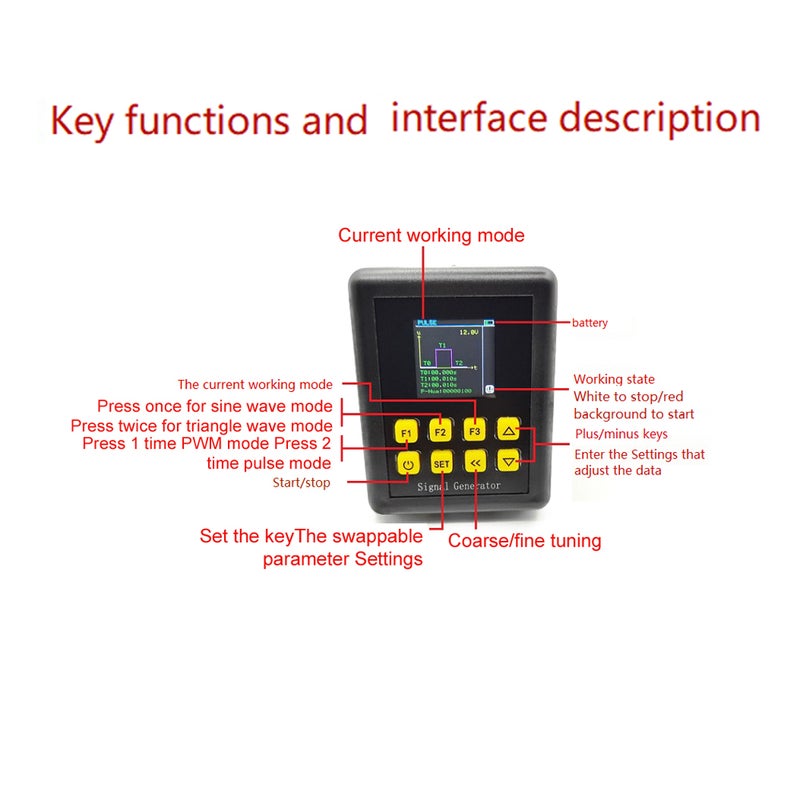 Multifunctional Handheld Signal Generator PWM Pulse Signal Source Sine and Trianglar Waves Modes Adjustment 0-20mA Current 0-10V Voltage Adjustable Device - Image 5