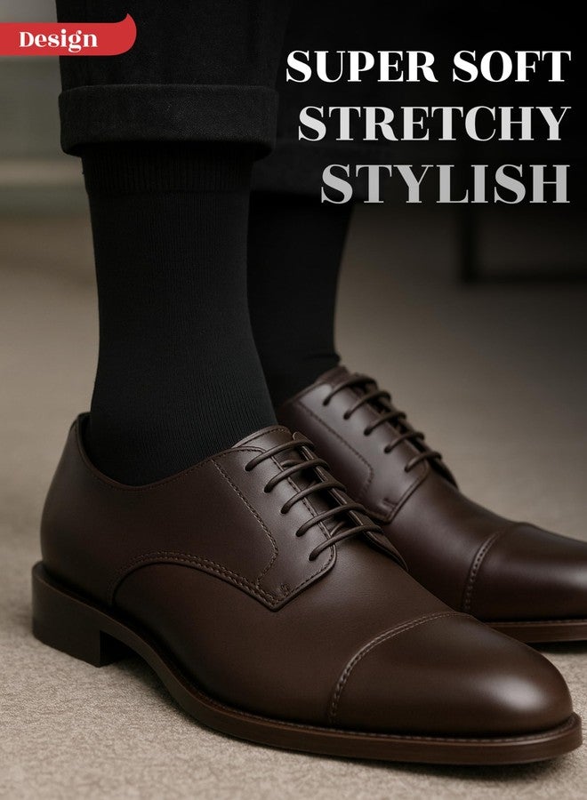 Hugh Ugoli Mens Cotton Dress Socks | Plain Colors, Regular Fit, Crew, Casual Socks | 3 Pack, Black, Shoe Size: 8-10 - Image 5