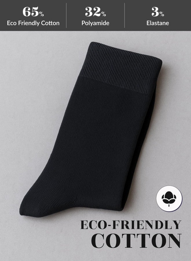 Hugh Ugoli Mens Cotton Dress Socks | Plain Colors, Regular Fit, Crew, Casual Socks | 3 Pack, Black, Shoe Size: 8-10 - Image 4