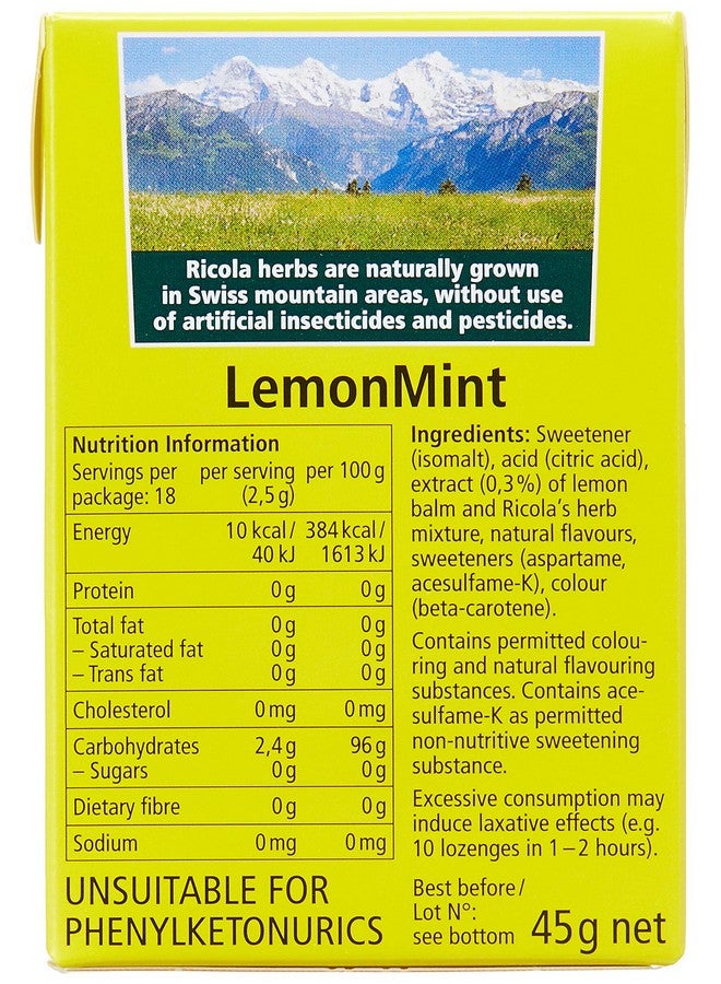 Ricola ريكولا 45 جرام حلوى الأعشاب بنكهة الليمون والنعناع خالية من السكر - Image 2