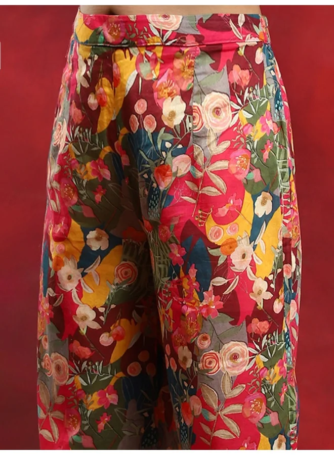 AKS Multicolor Floral Printed Pakistani Kurta With Salwar Set