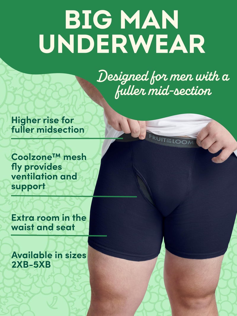 Fruit of the Loom mens Coolzone (Assorted Colors) Boxer Briefs, Big Man - 7 Pack Assorted Blue, 4X-Large US - Image 3