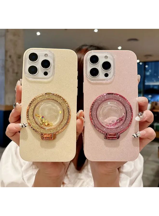 Green Quicksand Bag Holder Protective Case For iPhone 15 Full Coverage Anti Drop Glitter Cover - Image 3
