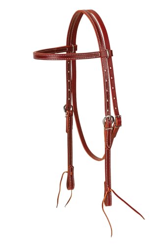 Weaver Leather Latigo Leather Browband Headstall,Burgundy - Image 1