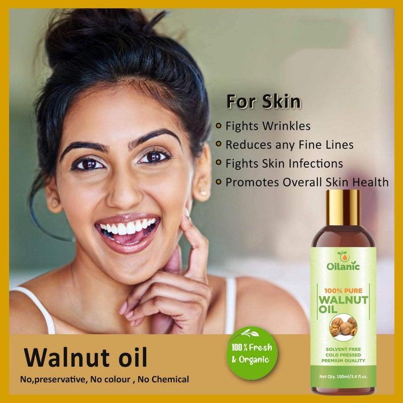 Oilanic 100% Pure & Natural Grapeseed Oil & Walnut Oil Combo pack of 2 bottles of 100 ml(200 ml) - Image 4