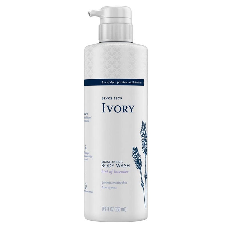 Ivory Moisturizing Body Wash Hint of Lavender, 17.9 Fl oz, 4.673 Lb - Image 1