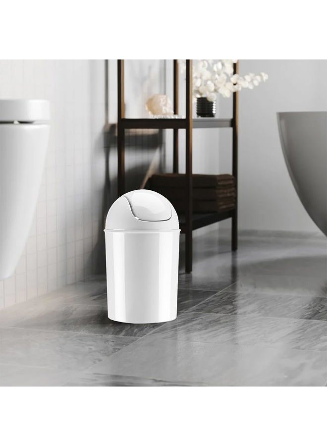 UMBRA 1.25 Gallon Mini Waste Can with Removable Swing-Top Lid - Small Garbage Bin for Kitchen, Bathroom, Bedroom, Office - Compact Trash Can Fit Under Tables & Counters - White - Image 3