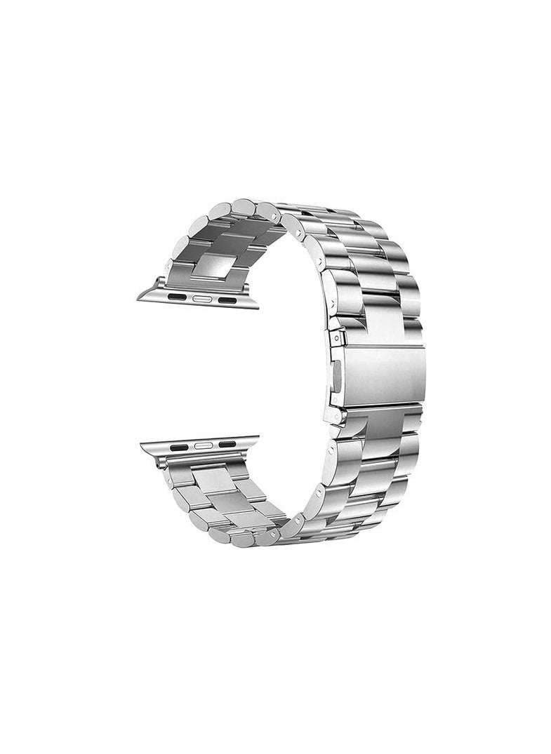 Generic - Stainless Steel Watch Band For Apple Watch Ultra 49/45/44/42mm Adjustable Braided Elastic For Series 8/7/6/5/4/3/2/1 / SE - Silver - Image 1