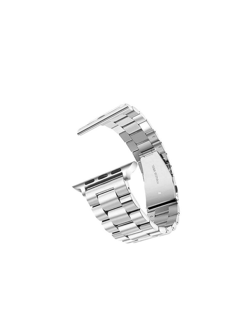Generic - Stainless Steel Watch Band For Apple Watch Ultra 49/45/44/42mm Adjustable Braided Elastic For Series 8/7/6/5/4/3/2/1 / SE - Silver - Image 1