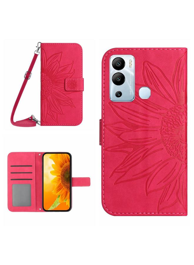 S-TOP Case For Infinix Hot 12i Skin Feel Sun Flower Pattern Flip Leather Phone Case with Lanyard - Image 1