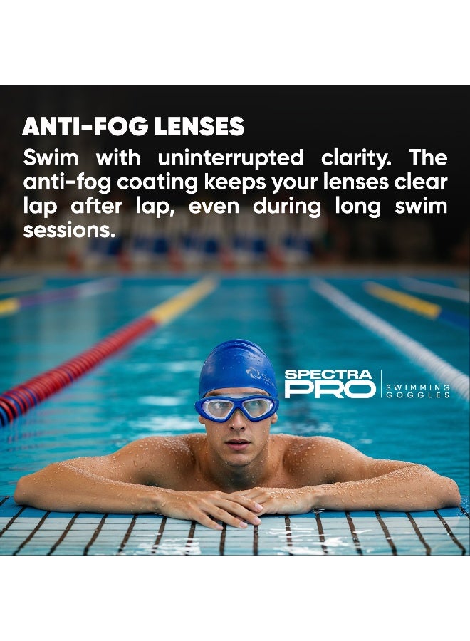 SOLPRO Spectra Pro Adult Swimming Goggles | Hydrodynamic Shape (Navy/White) - Image 2