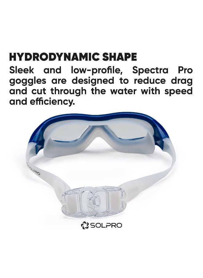 SOLPRO Spectra Pro Adult Swimming Goggles | Hydrodynamic Shape (Navy/White) - Image 5