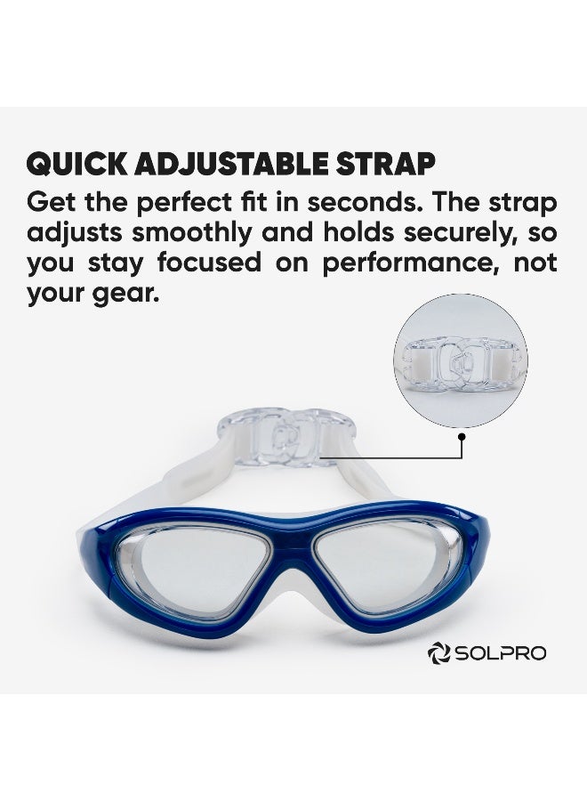 SOLPRO Spectra Pro Adult Swimming Goggles | Hydrodynamic Shape (Navy/White) - Image 3