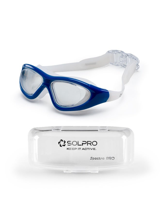 SOLPRO Spectra Pro Adult Swimming Goggles | Hydrodynamic Shape (Navy/White) - Image 1