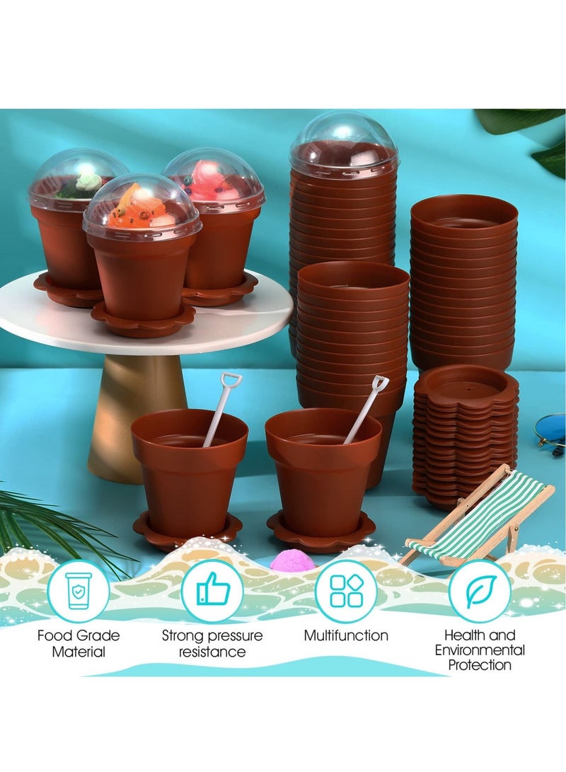 Excefore Flowerpot Dessert Cup Plastic Cake Cups, Dessert Cups with Dome Lids, Flowerpot Shaped Mousse Cake Cups, DIY Dessert Crunch Cup, Portable Cereal Cup (50 Pcs) - Image 5