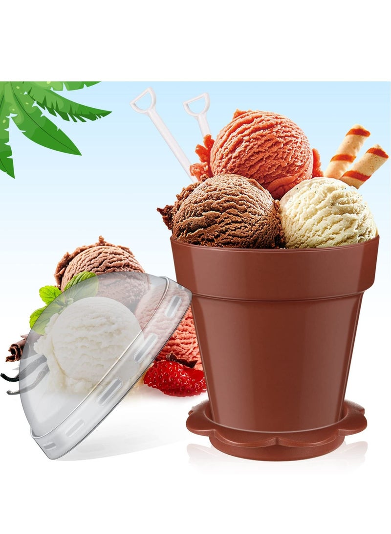 Excefore Flowerpot Dessert Cup Plastic Cake Cups, Dessert Cups with Dome Lids, Flowerpot Shaped Mousse Cake Cups, DIY Dessert Crunch Cup, Portable Cereal Cup (50 Pcs) - Image 2