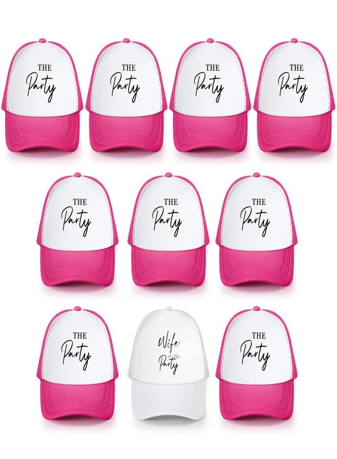JaGely 10 Pack Funny Bachelorette Hats for Women,1 Pcs Wife of The Party Bride Hat 9 Pcs Team Bride Tribe Baseball Cap Adjustable Pink White for Bachelorette Party Decoration Accessories Favors - Image 1