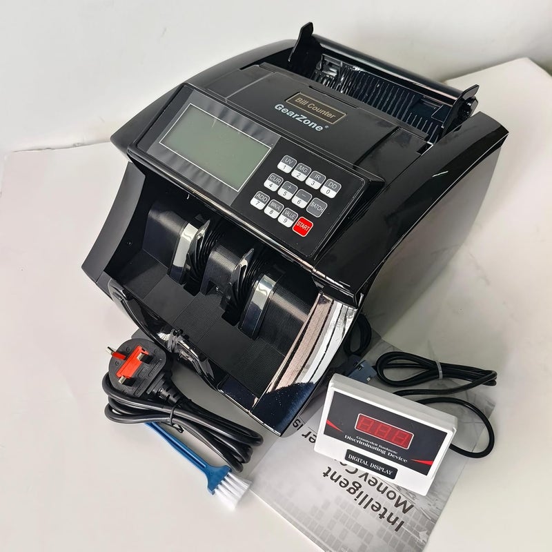 جيرزون ماكينة عد النقود، عداد الفواتير ذات القيمة، كشف التزييف بالأشعة فوق البنفسجية/المغنيسيوم/الأشعة تحت الحمراء، عد القيمة، أوضاع الإضافة والدفعة، شاشة LCD كبيرة، أسود - Image 3