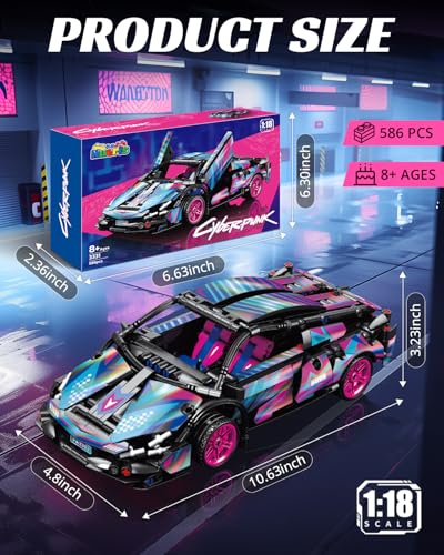 Nueris 118 Technic Super Sports Cars Model Sets 586 PCS Cyberpunk MOC Building Block Car Raceing Engineering Toys Gift Idea for Adults Boys Girls for Play and Display Collection - Image 5