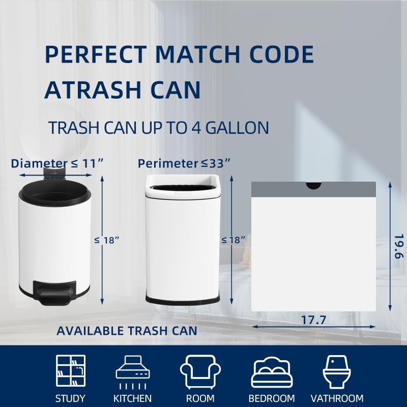 KSSKSS 2.6 Gallon Mini Drawstring Trash Bags, Small Garbage Bags by KSSKSS, Code a fit 10-15 Liter, 2.6-4 Gal, White Trash Bin Liners for Home Office Kitchen Bathroom Bedroom, 120 Counts - Image 2