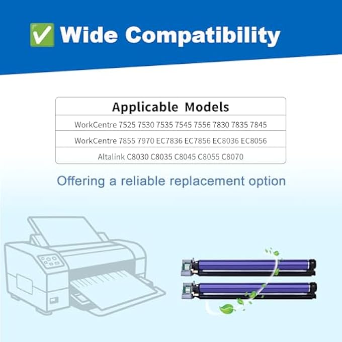 013R00662 7525 DRUM UNIT 2-PACK REPLACEMENT FOR XEROX WORKCENTRE 7525 7530 7535 7545 7556 7830 7835 7845 7855 7970 EC7836 EC7856 EC8036 EC8056 ALTALINK C8030 C8035 C8045 C8055 C8070 PRINTERS(2-PACK) - Image 2