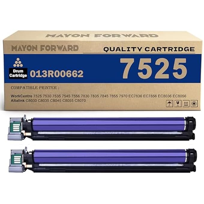 013R00662 7525 DRUM UNIT 2-PACK REPLACEMENT FOR XEROX WORKCENTRE 7525 7530 7535 7545 7556 7830 7835 7845 7855 7970 EC7836 EC7856 EC8036 EC8056 ALTALINK C8030 C8035 C8045 C8055 C8070 PRINTERS(2-PACK) - Image 1