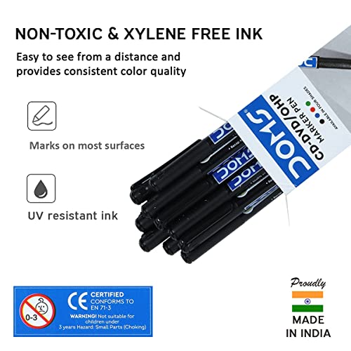 Doms CD-DVD/OHP Pens | Fine Tip Japanese Tip For Clear Marking | Marks On Most Surfaces | Unique Self Hydrating System | Black Ink, Pack of 10 - Image 3