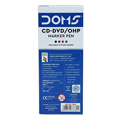 Doms CD-DVD/OHP Pens | Fine Tip Japanese Tip For Clear Marking | Marks On Most Surfaces | Unique Self Hydrating System | Black Ink, Pack of 10 - Image 5