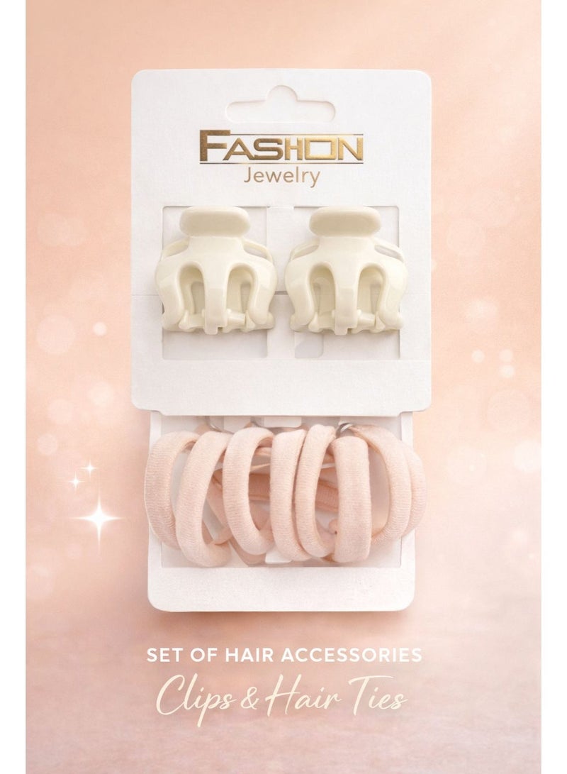مجموعة إكسسوارات شعر أنيقة للنساء – مشابك تثبيت قوية ومطاطات شعر ناعمة، ألوان حيادية، أناقة يومية - Image 2