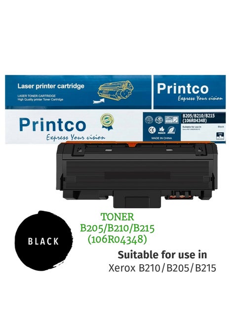 Compatible High Yield Toner 106R04348 for Xerox B210 B205 B215 - BLACK