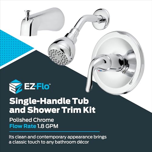 EZ-Flo EZFLO Contemporary SingleHandle Tub and Shower Trim Kit with Slipon Diverter and Shower Head Chrome 10575 - Image 3