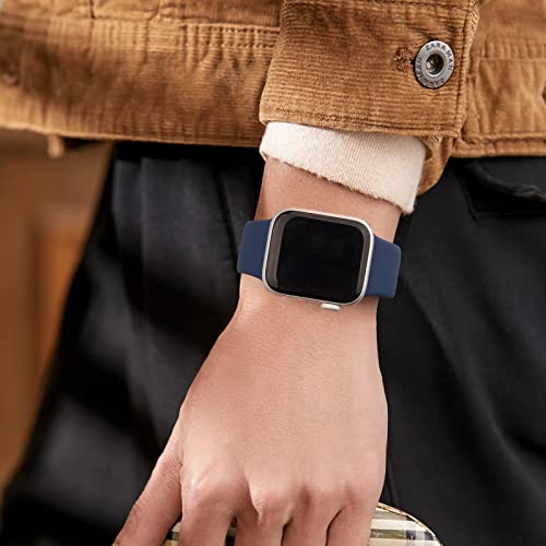 Mugust Sport Bands Compatible with Apple Watch Band 41mm 40mm 38mm, Soft Silicone Correa Wristband Replacement Strap Compatible for Apple Watch SE2 SE Series 9 8 7 6 5 4 3 Women Men, Navy Blue, - Image 2