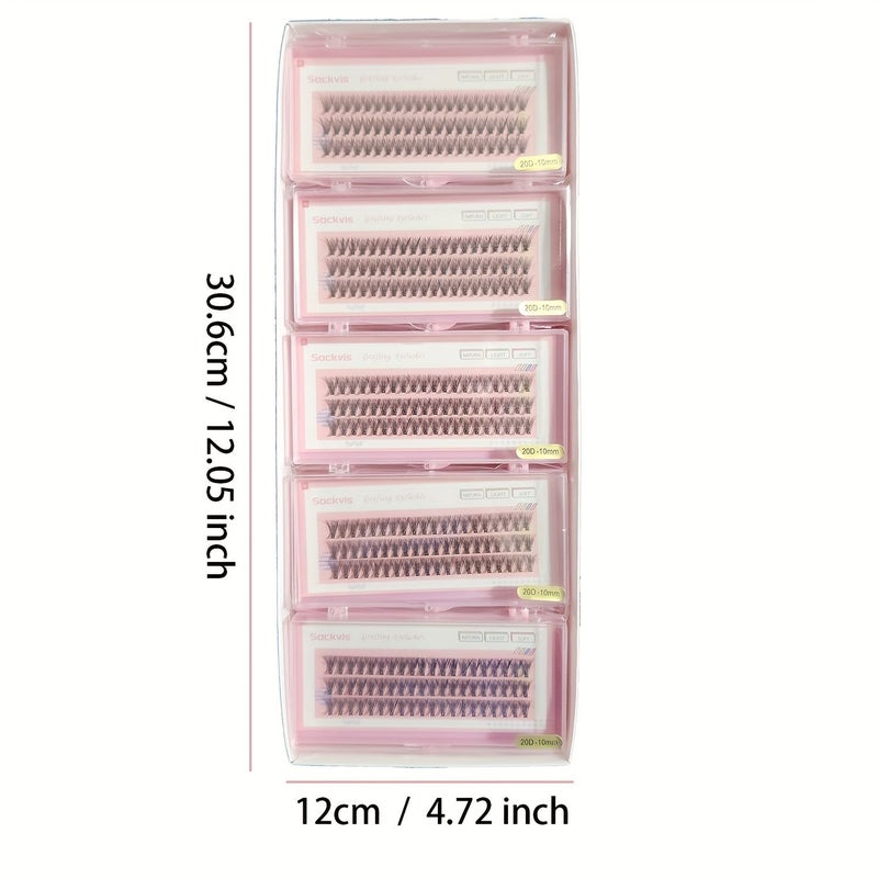 20D 12mm 10 Boxes Pink Natural D Curl False Eyelashes 8-14mm Lash Clusters Soft Wispy Elongated 0.07mm Thick Reusable Beginner Friendly Makeup Look - Image 4