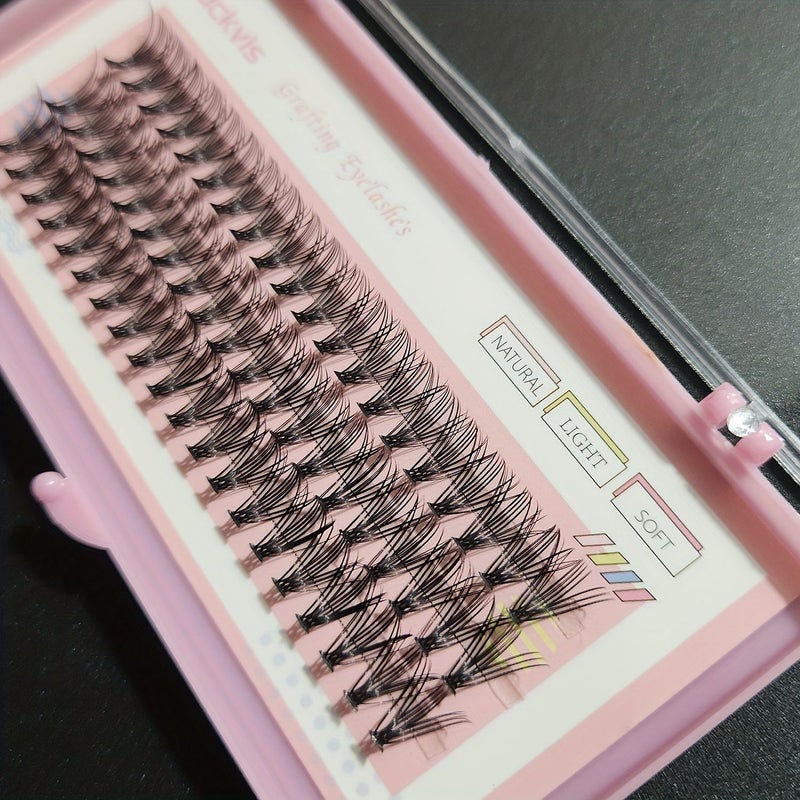 20D 12mm 10 Boxes Pink Natural D Curl False Eyelashes 8-14mm Lash Clusters Soft Wispy Elongated 0.07mm Thick Reusable Beginner Friendly Makeup Look - Image 5