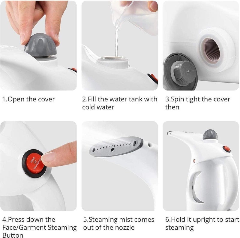Eloxee Nano Cure 2-In-1 Facial & Garment Steamer – Handheld Nano-Ionic Steam Machine For Cold & Cough Relief, Face Care & Wrinkle Removal – 200Ml Portable Steamer For Clothes & Skin (Medium), White - Image 5