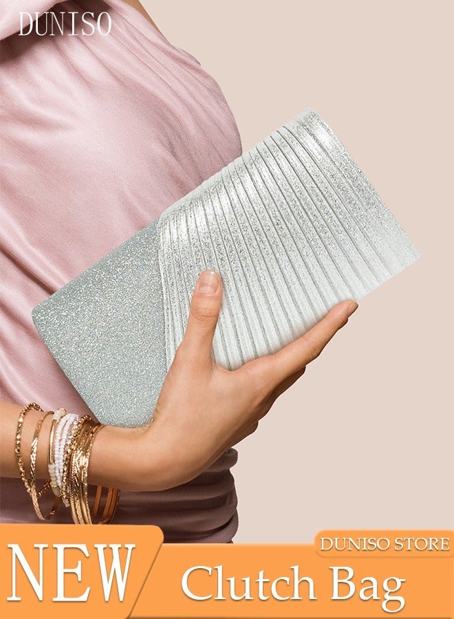 DUNISO Women Shiny Glitter Evening Clutch Crossbody Bag Envelope Handbag Chain Purse for Wedding Formal Cocktail Party - Image 1