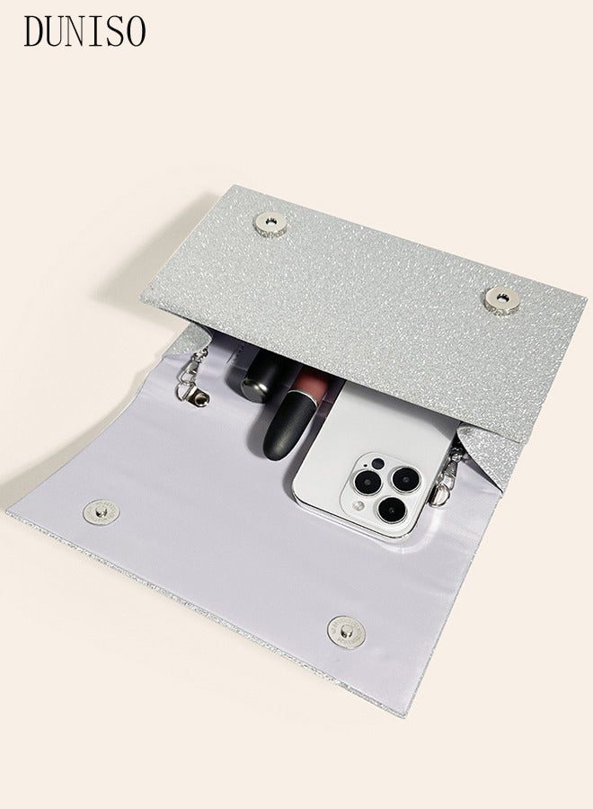 DUNISO Women Shiny Glitter Evening Clutch Crossbody Bag Envelope Handbag Chain Purse for Wedding Formal Cocktail Party - Image 4