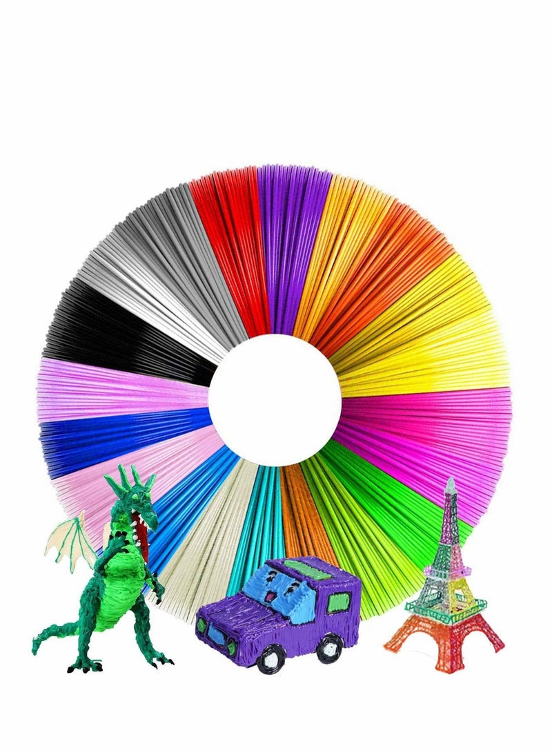 3D Pen Filament Refills, 3D Filament PLA 1.75mm, No Smells Filament for Most Intelligent 3D Pen and 3D Printer Eco-Friendly Materials, 20 Colors Each Color 5M - Image 1