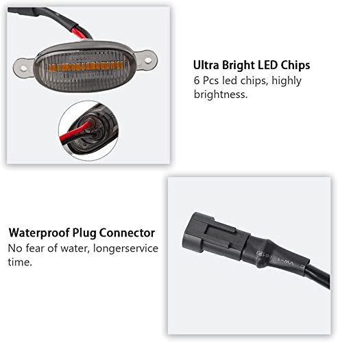Automaze 4 Pc Grill Light Waterproof Car Led Grille Amber Lights Smoked Lens Ultra Bright Raptor Style Grill Light Universal for Car, Truck, SUV - Image 3