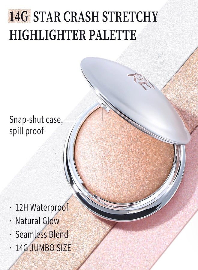 FOCALLURE Shimmer Face Highlighter Makeup Powder, Gel to Powder Glow Finish, Leaving a Lightweight & Healthy Radiance, Long Lasting Luminous Face Body Highlighter Makeup,PK02 Rosettes Light - Image 5