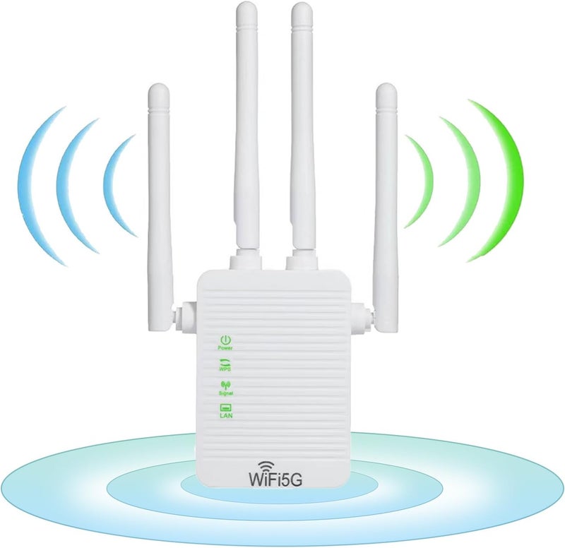 LinJie WiFi Extender，WiFi Range Extender Signal Enhancer，5G 1200Mbps Dual Frequency、 Mini Compact Internet Booster for Home,Wireless Signal Repeater - Image 1