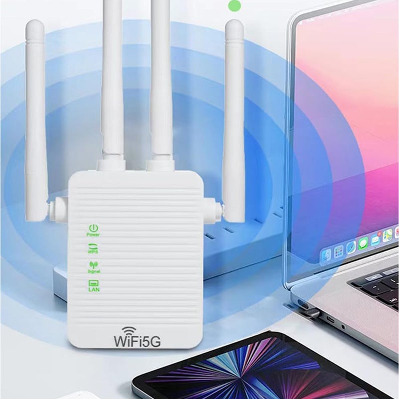 LinJie WiFi Extender，WiFi Range Extender Signal Enhancer，5G 1200Mbps Dual Frequency、 Mini Compact Internet Booster for Home,Wireless Signal Repeater - Image 4