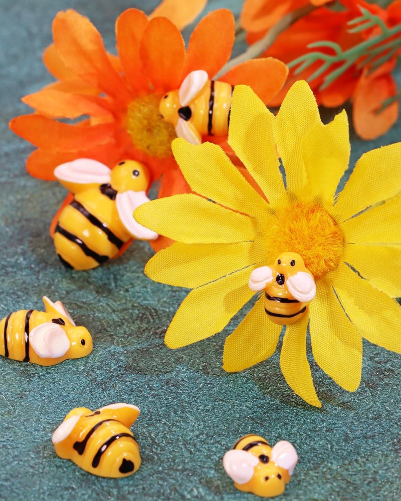 PPhtony Tiny Resin Bees 30Pcs Small Plastic Flatback Bumble Bee Decor Embellishments for Art Crafts Birthday Party Table Decoration (30) - Image 5