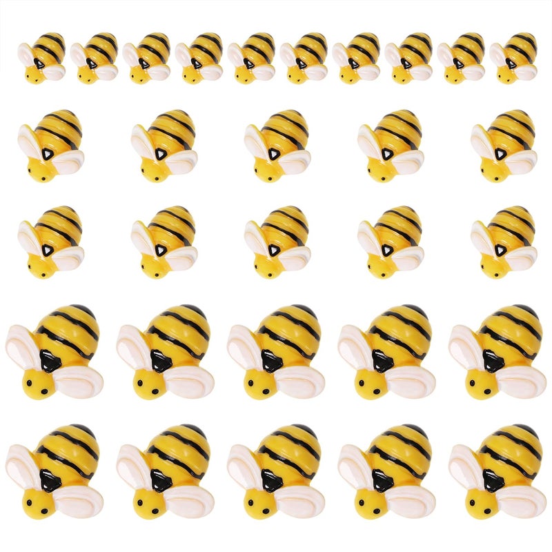 PPhtony Tiny Resin Bees 30Pcs Small Plastic Flatback Bumble Bee Decor Embellishments for Art Crafts Birthday Party Table Decoration (30) - Image 1