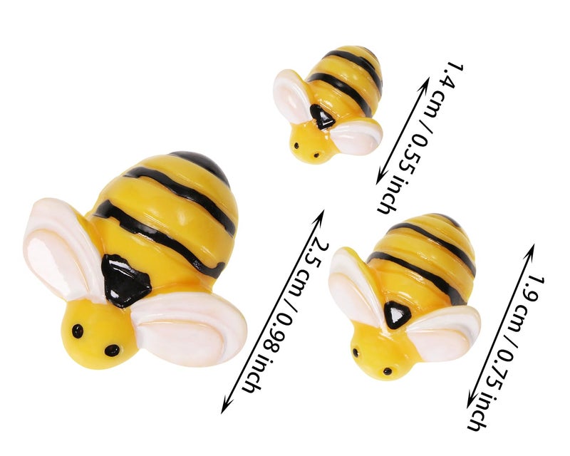 PPhtony Tiny Resin Bees 30Pcs Small Plastic Flatback Bumble Bee Decor Embellishments for Art Crafts Birthday Party Table Decoration (30) - Image 2