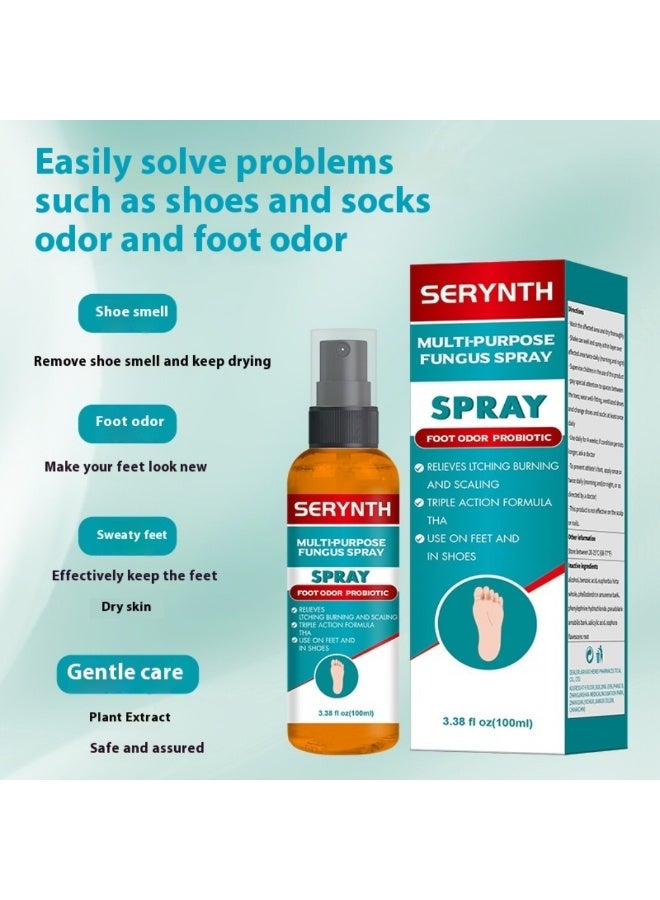 SERYNTH Foot Odor Probiotic Spray 100ML Foot Odour Remover Spray Multi Purpose Fungus Spray Relieve Itching Burning And Scaling Eliminates and Prevent Odor from Returning Cool Refresh Foot and Shoe Deodorant Spray - Image 3