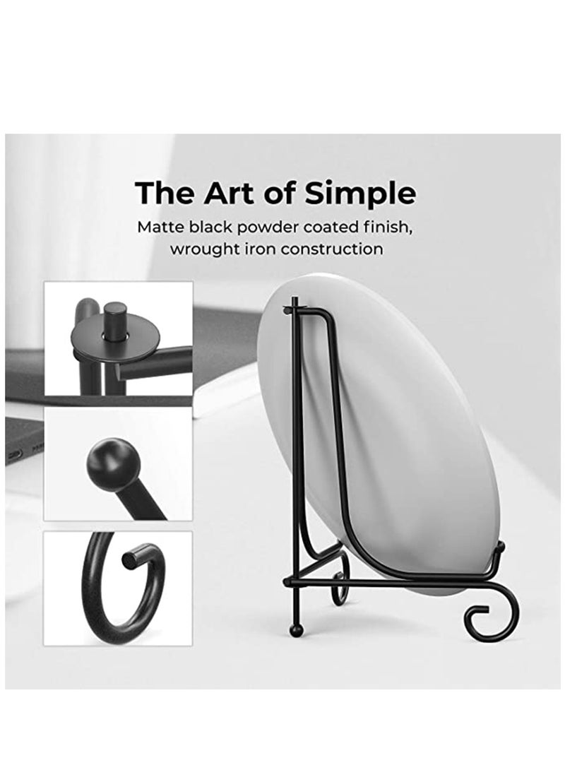 KASTWAVE 4 Pack Iron Display Stand, Black Iron Easel Plate Display Photo Holder Stand, Displays Picture Frames, Cookbooks, Decorative Plates, Tablets and Art - Image 2