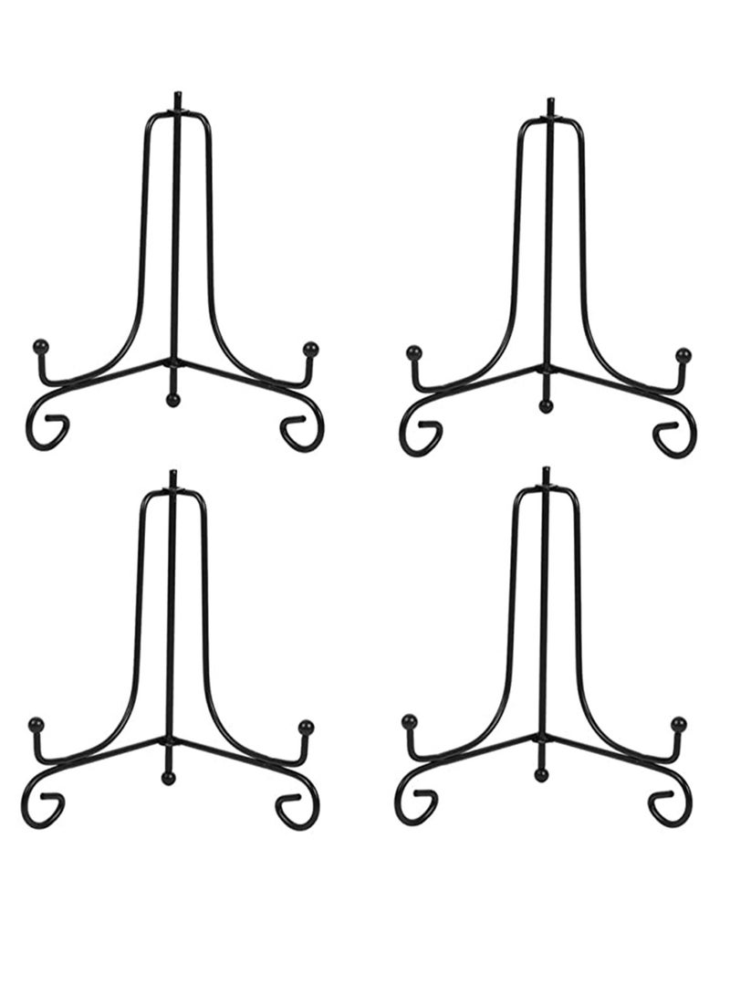 KASTWAVE 4 Pack Iron Display Stand, Black Iron Easel Plate Display Photo Holder Stand, Displays Picture Frames, Cookbooks, Decorative Plates, Tablets and Art - Image 1
