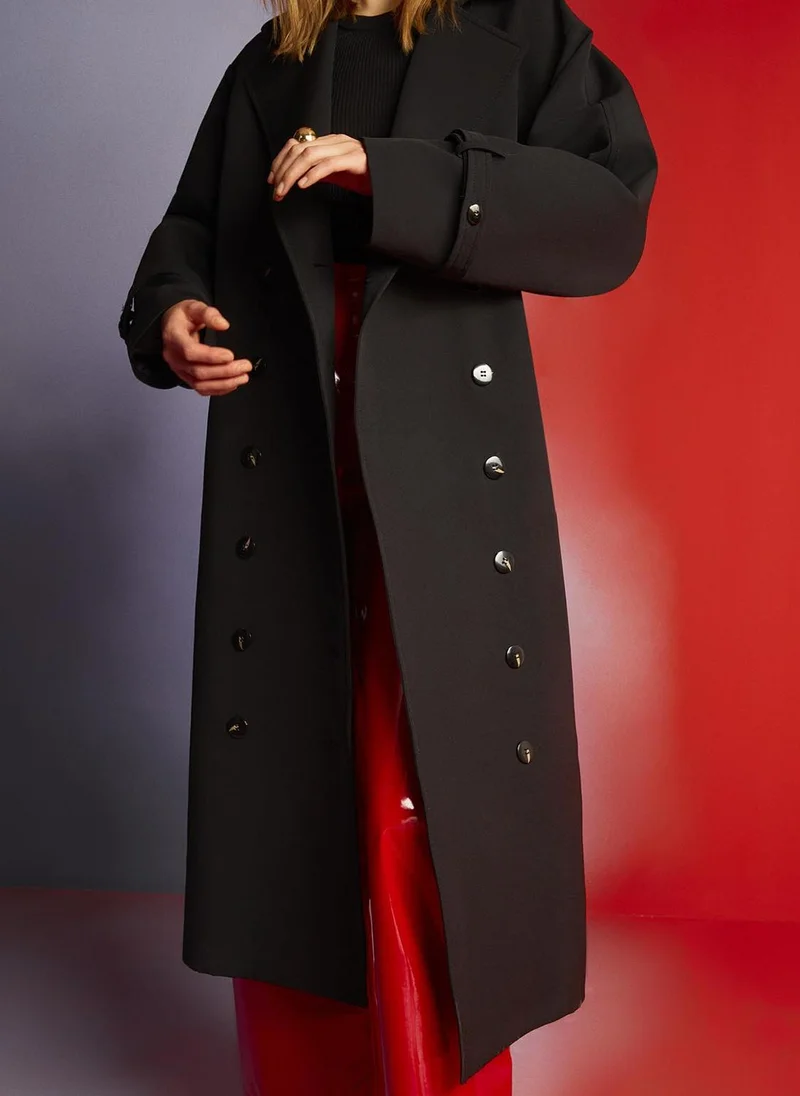 نوكتورن معطف ترنش بياقة مطوية