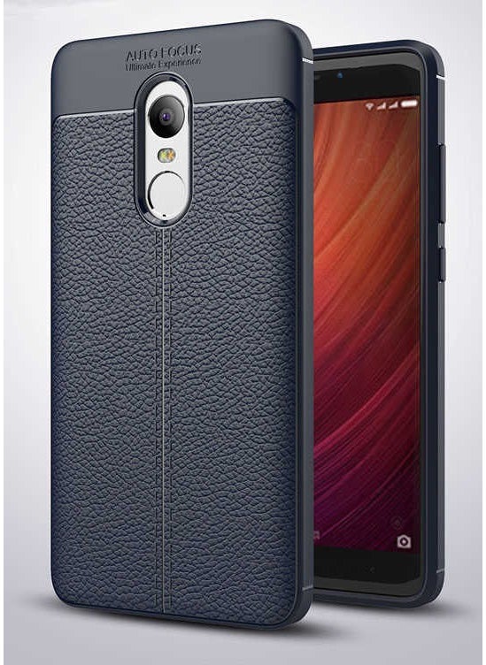 Nevarium - Xiaomi Redmi Note 4x Case Leather Textured Silicone with Camera Protection - Navy Blue - Image 1
